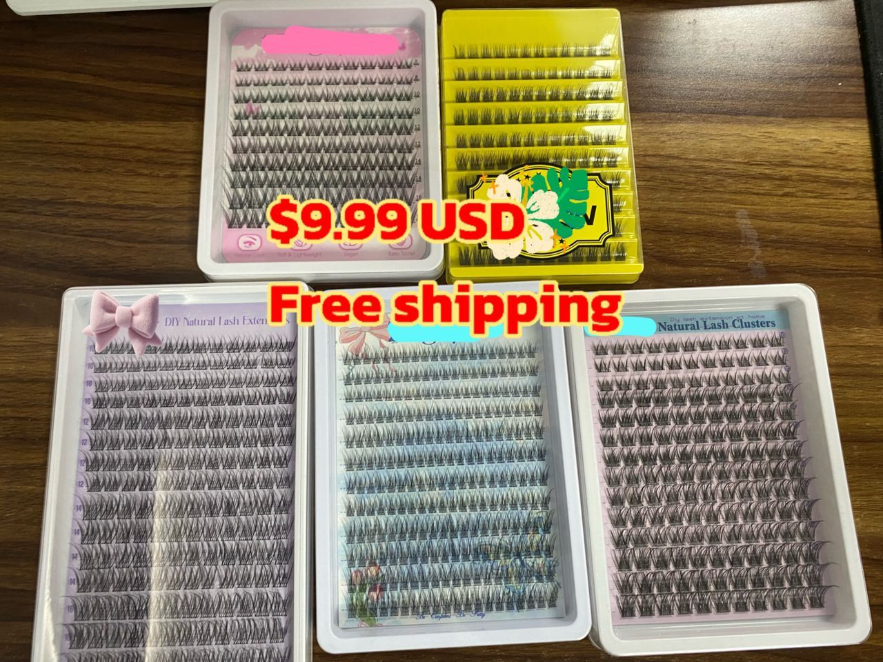 9.99$ for 5 packs lashes