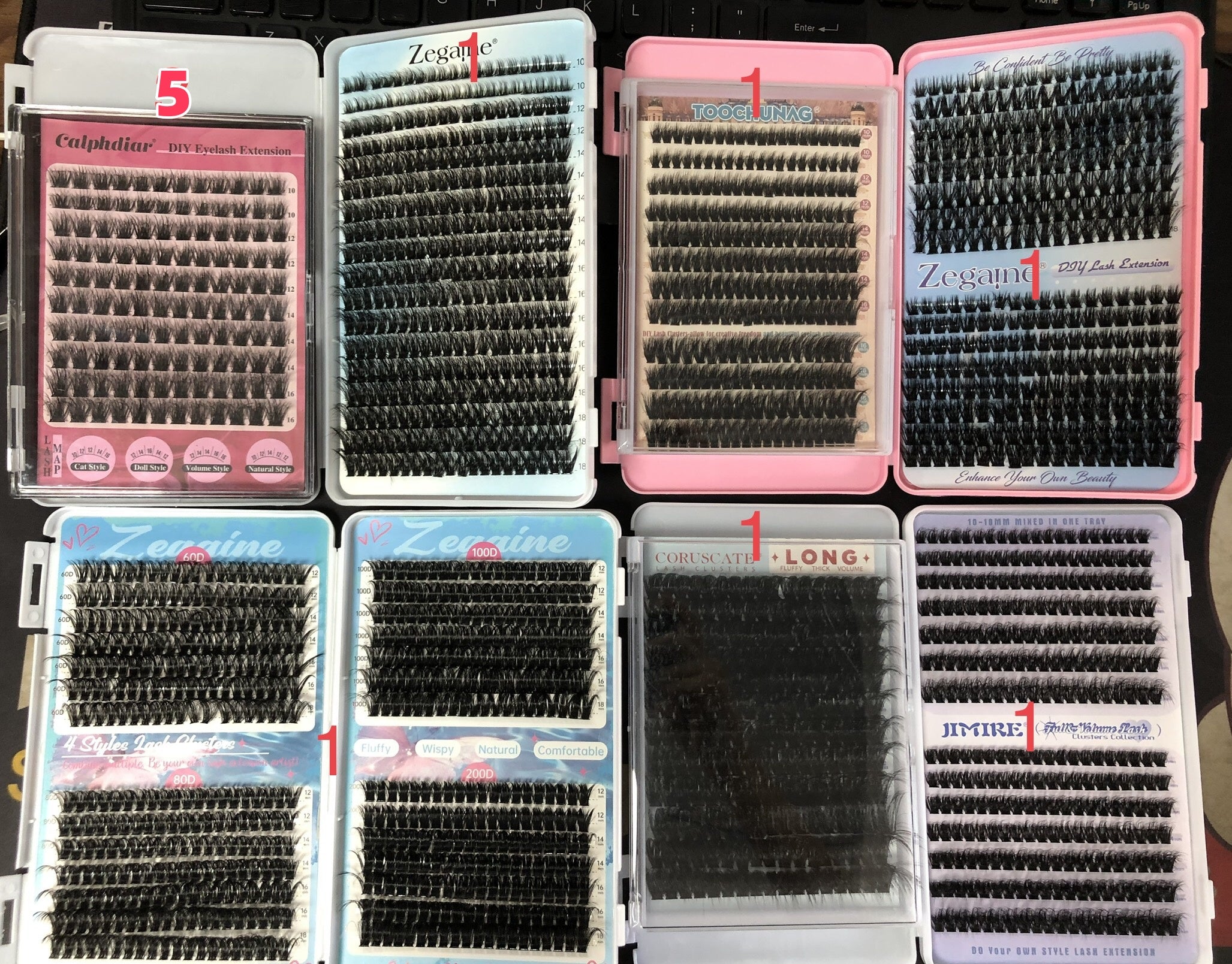 106 packs of lashes + 40 bond & seal + 40 tweezers