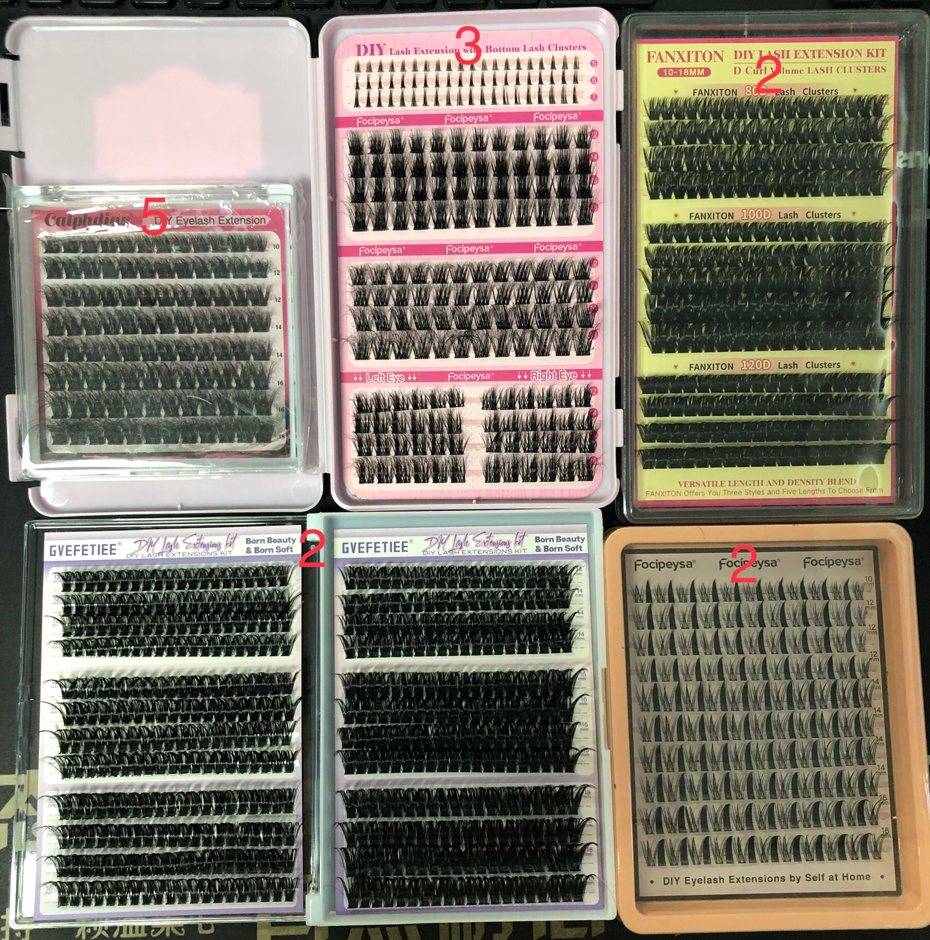 106 packs of lashes + 40 bond & seal + 40 tweezers