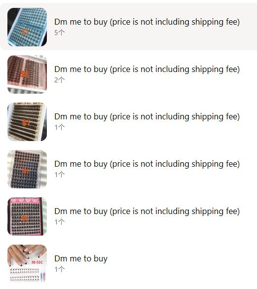 10 packs of lashes + 1 set nails