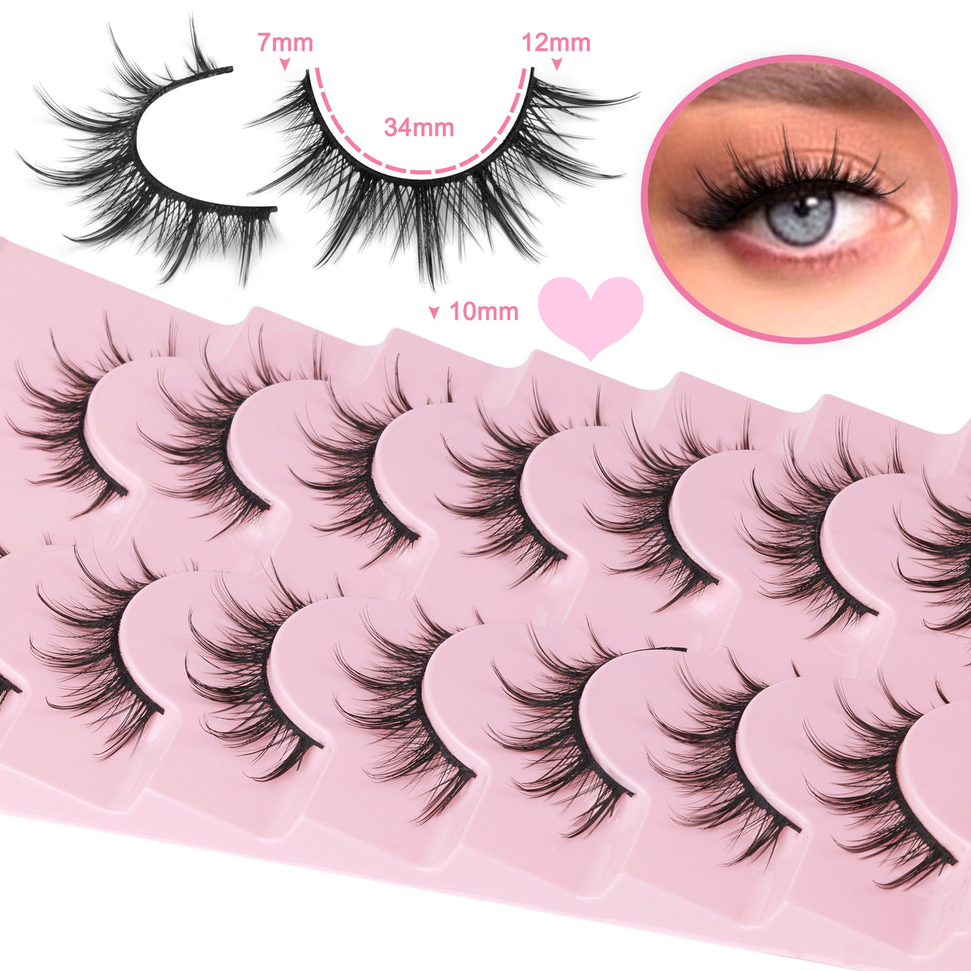 Manga Lashes Natural Look False Eyelashes Anime Lashes Mink Wispy Fluffy Spiky 3D Volume Eyelashes Pack Korean Japanese Asian Cosplay Fake Eyelashes Look Like Individual Cluster 7 Pairs