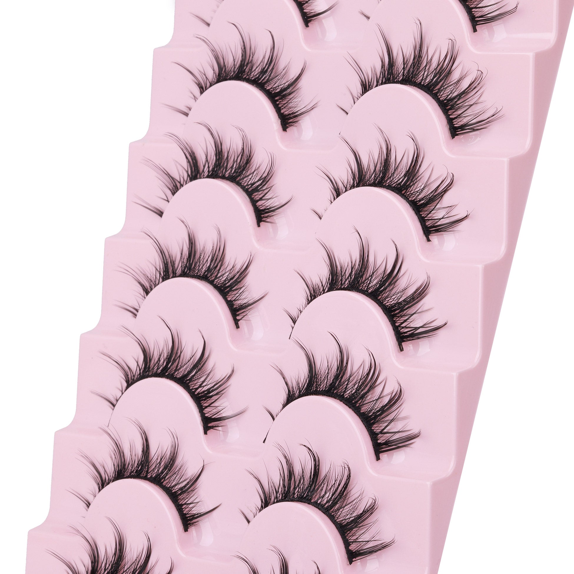 Manga Lashes Natural Look False Eyelashes Anime Lashes Mink Wispy Fluffy Spiky 3D Volume Eyelashes Pack Korean Japanese Asian Cosplay Fake Eyelashes Look Like Individual Cluster 7 Pairs