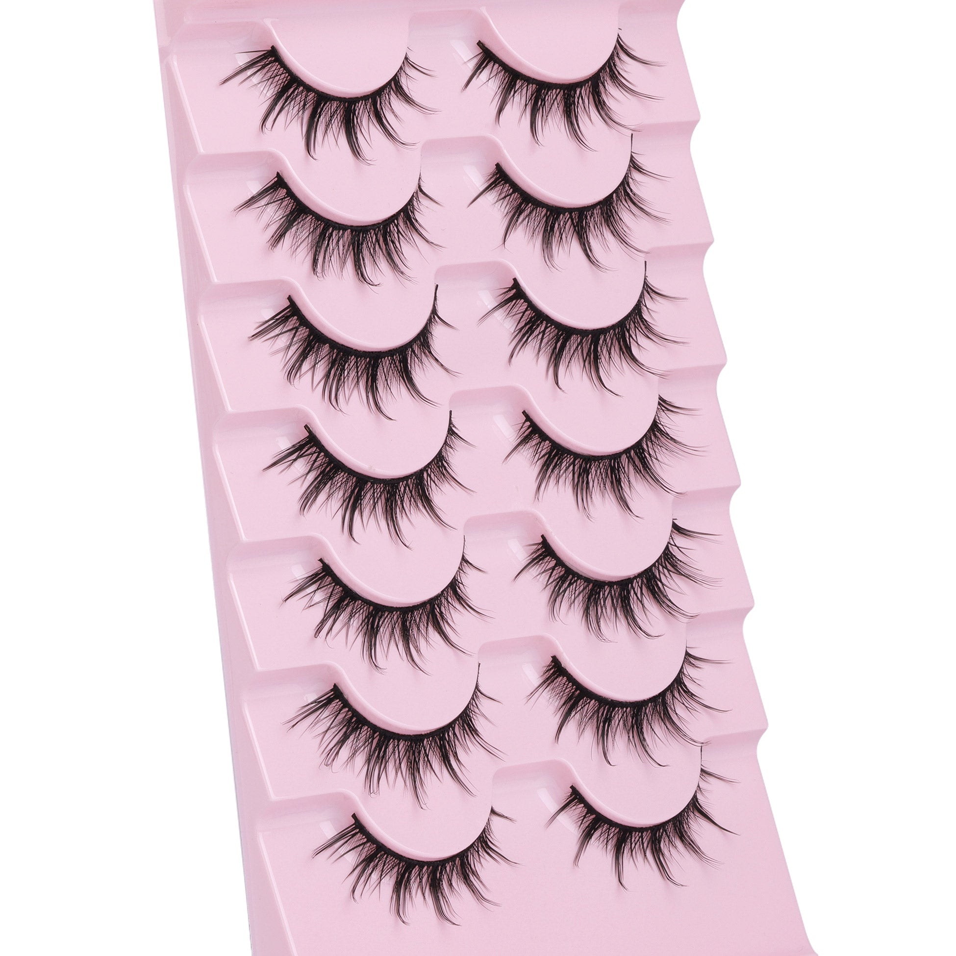 Manga Lashes Natural Look False Eyelashes Anime Lashes Mink Wispy Fluffy Spiky 3D Volume Eyelashes Pack Korean Japanese Asian Cosplay Fake Eyelashes Look Like Individual Cluster 7 Pairs