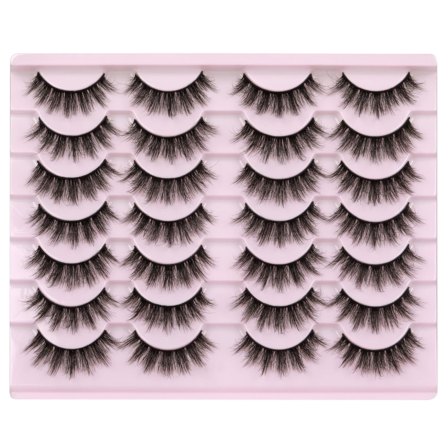 14 Pairs Wispy Mink Lashes False Eye Lashes Natural Look 5D Volume 16mm Fake Eyelashes Pack