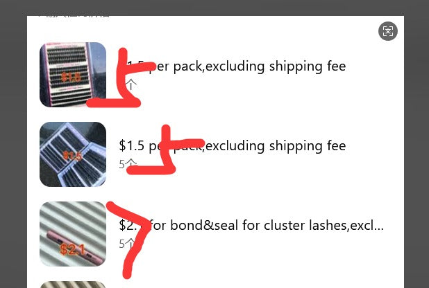 $47.7 for 10 pakcs lashes+7 bond&seal