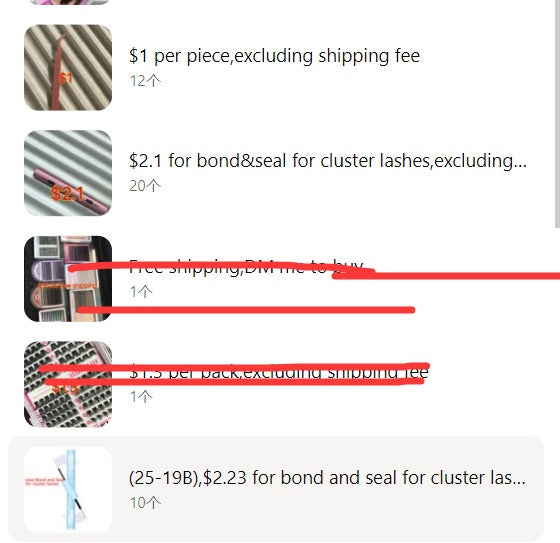 $170.47 for 30 bond&seal and 12 tweezers and 31 pack lashes