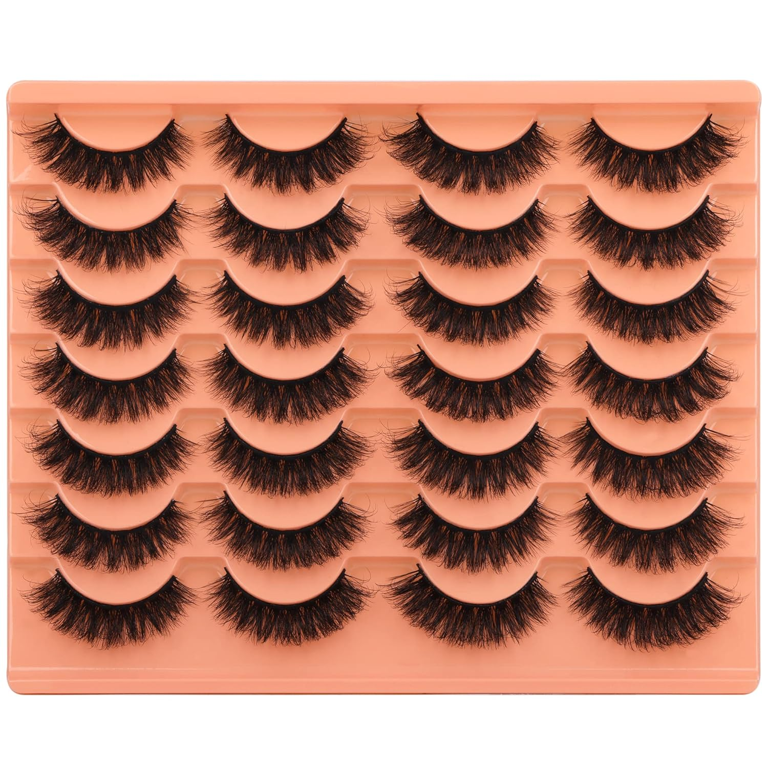 Short Lashes Natural Look False Eyelashes Thick Volume Faux Mink Lashes Pack Wispy Strip Fake Eyelashes Cat Eye Lashes that Look Like Extensions 14 Pairs