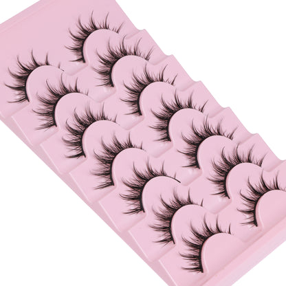 Manga Lashes Natural Look False Eyelashes Anime Lashes Mink Wispy Fluffy Spiky 3D Volume Eyelashes Pack Korean Japanese Asian Cosplay Fake Eyelashes Look Like Individual Cluster 7 Pairs