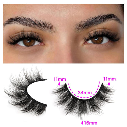 14 Pairs Wispy Mink Lashes False Eye Lashes Natural Look 5D Volume 16mm Fake Eyelashes Pack