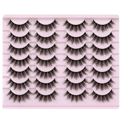 14 Pairs Wispy Mink Lashes False Eye Lashes Natural Look 5D Volume 16mm Fake Eyelashes Pack
