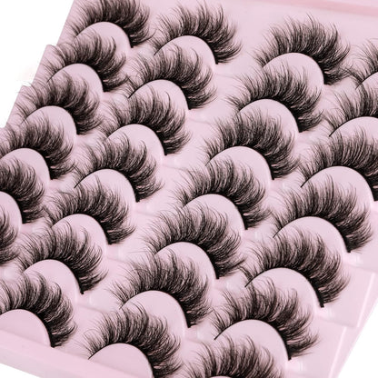 14 Pairs Wispy Mink Lashes False Eye Lashes Natural Look 5D Volume 16mm Fake Eyelashes Pack