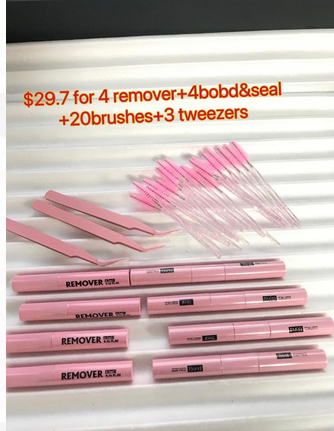 $29.70 for 4 bond&amp;seal,4 remover,20lashes brush and 3 tweezer