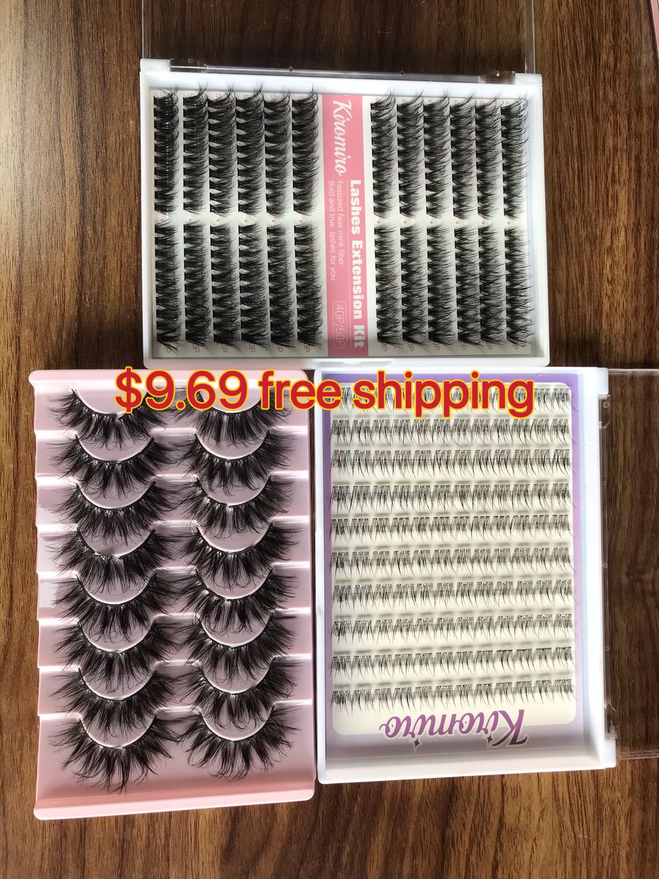 $9.69 for 3 trays lashes,usps free shipping