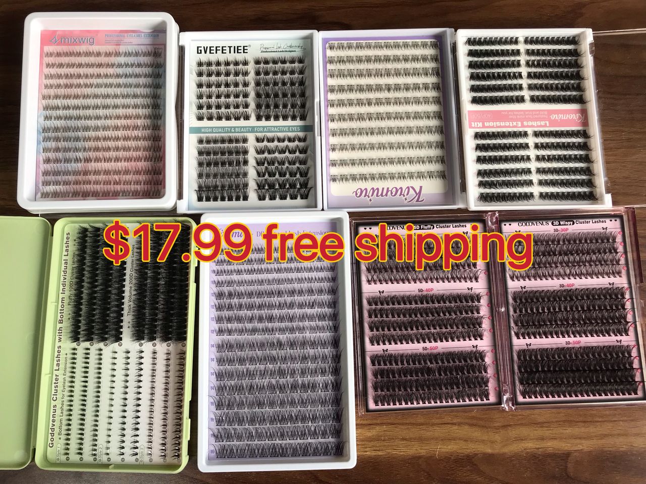 $17.99 for 7 trays lashes,usps free shipping