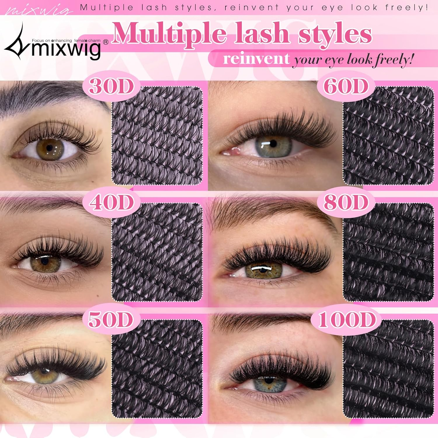6 Styles Lash Clusters Kit 1596PCS Mega Lash Extension Kit Wispy Eyelash Clusters Volume Cluster Lashes with 2X Lash Bond and Seal Gift Packs 8-16MM D Curl Individual Lashes for Beginners